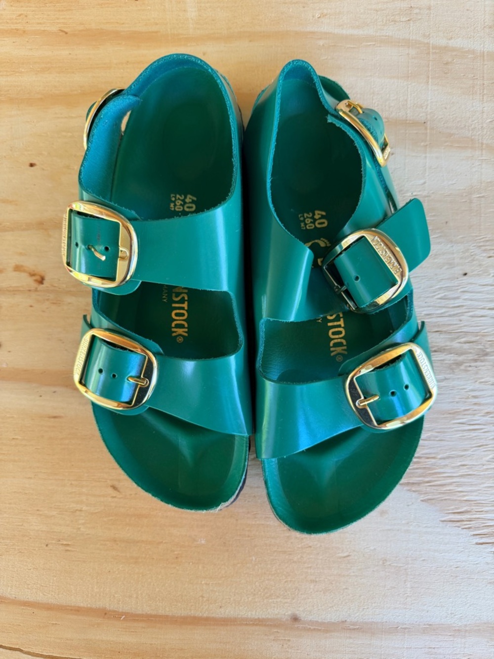 Birkenstock 40 100% Leather Green New - Picture 2 of 12